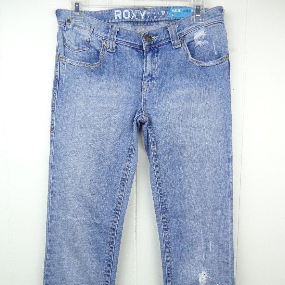 ROXY Malibu Baby Bell Fit Ripped Jeans Light Wash